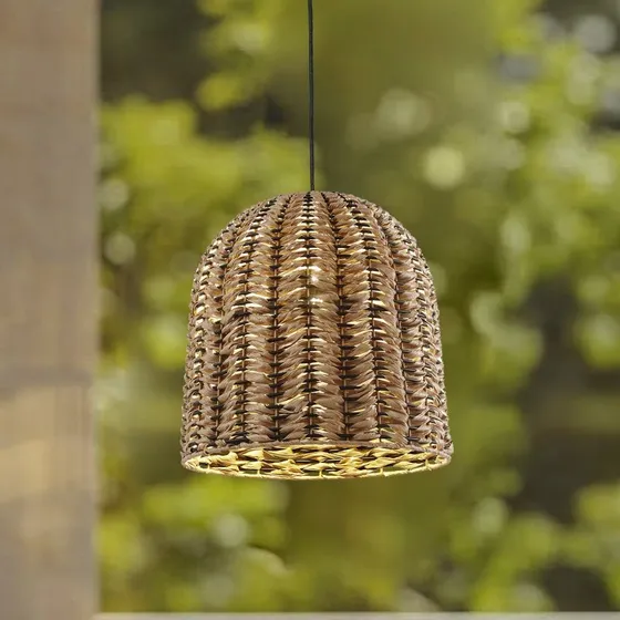 Lindby Lampada a sospensione da esterno Taryn, marrone, IP44, 35 cm