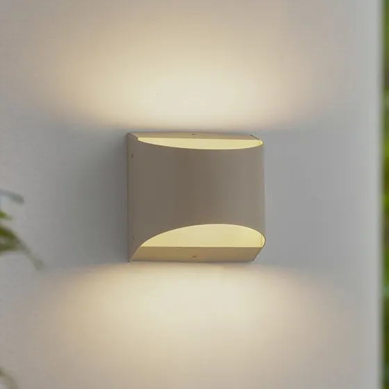 Lindby Applique da esterni LED Lenore beige 13,5 cm