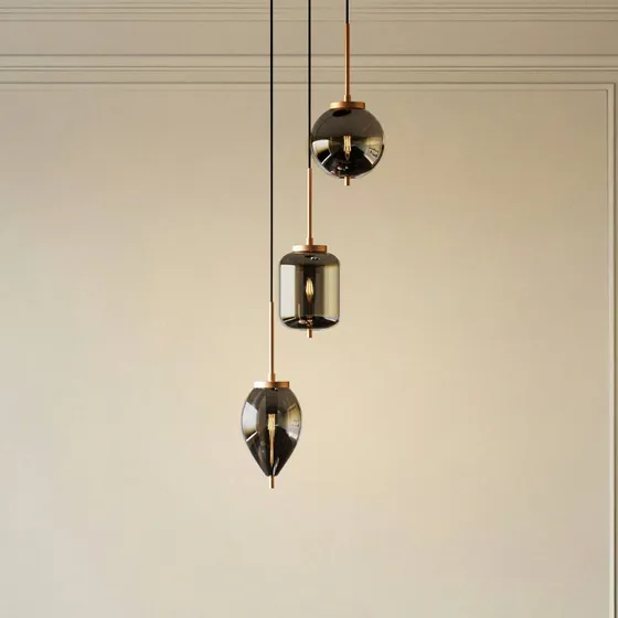 Lucande Lampada a sospensione Elani, 3 luci, Ø 36 cm, vetro