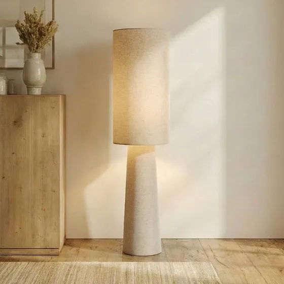 Lindby Lampada da terra Elfie, 124 cm, Beige, Lino, 2x E27