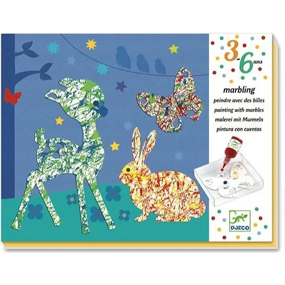 Djeco Dipingo con le Biglie - Set Creativo Marmorizzazione Animali