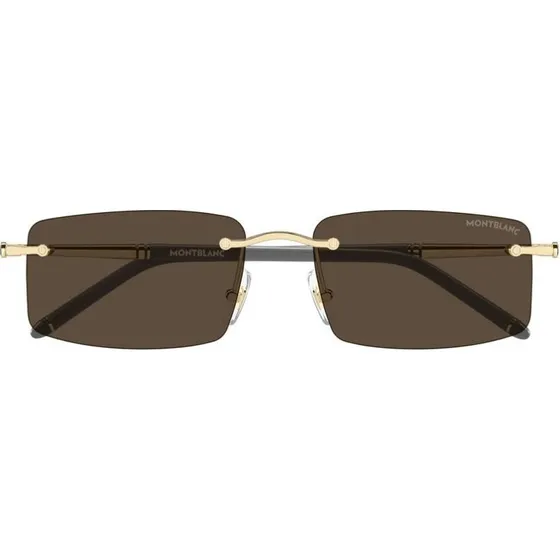 Montblanc MB0443S Occhiali da Sole Uomo Oro e Marrone Rettangolari