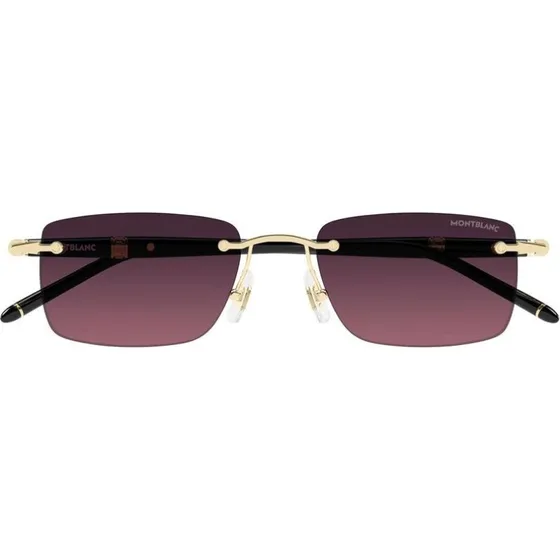 Montblanc MB0344S Occhiali da Sole Squadrati Uomo Nero e Oro