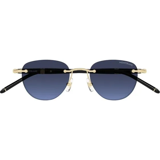 Montblanc MB0412S Occhiali da Sole Uomo Oro e Lenti Blu 48mm