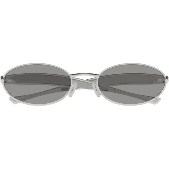 Bottega Veneta BV1386S Occhiali da Sole Ovali Argento con Lenti Grigie