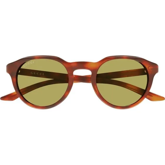 Gucci GG2079S Occhiali da Sole Uomo Avana Rotondi con Lenti Verdi