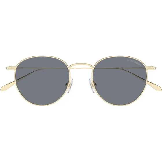 Montblanc MB0473S Occhiali da Sole Uomo Oro e Grigio Rotondi