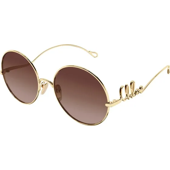 Chloé CH0372S Occhiali da Sole Rotondi in Metallo Oro e Marrone