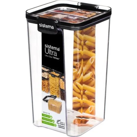 Sistema Ultra Contenitore Tritan 1,3L Nero Quadrato