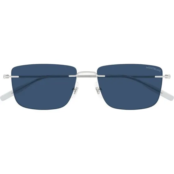 Montblanc MB0429S Occhiali da Sole Uomo Argento Blu Squadrati