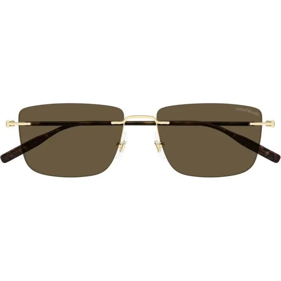 Montblanc MB0429S Occhiali da Sole Uomo Oro e Marrone Squadrati