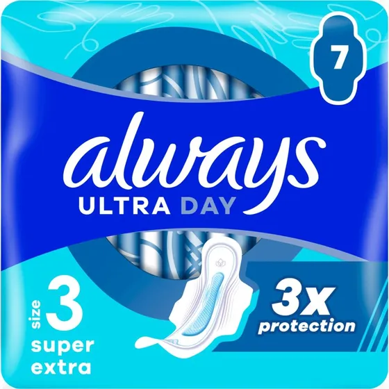 Always Ultra Day Super Extra Taglia 3 con Ali, 7 pz