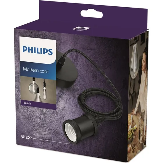 Philips Lampada a sospensione Vintage con portalampada E27 nera
