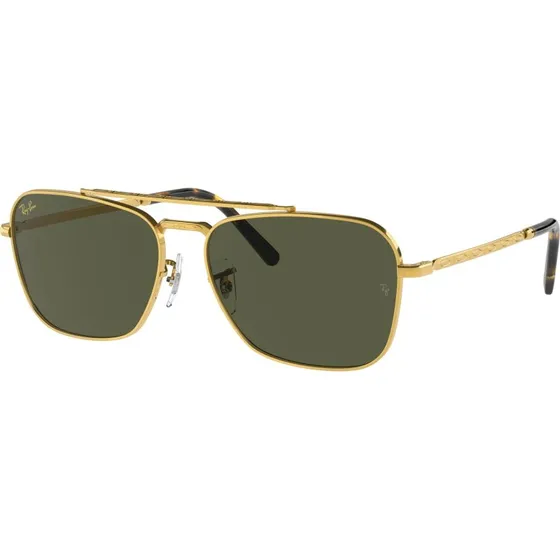 Ray-Ban RB3636 New Caravan: Occhiali da Sole in Metallo Oro e Lenti Verdi