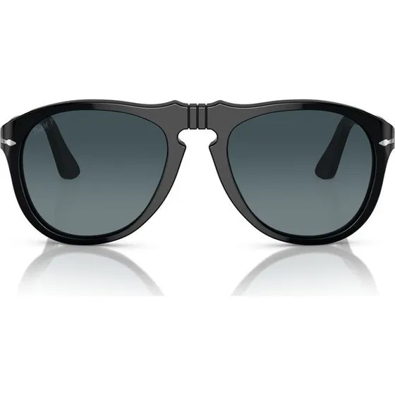 Persol PO 0649 Occhiali da Sole Uomo Oversize Nero con Lenti Blu