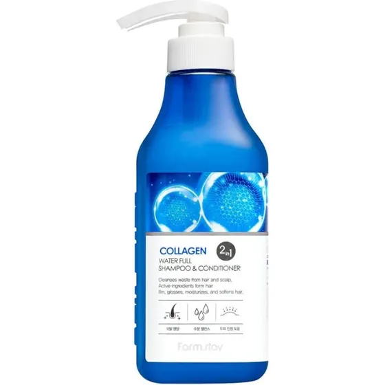 Farmstay Collagen Aqua Full Shampoo e Balsamo 2 in 1 530 ml