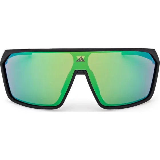 Adidas SP0108 Occhiali da Sole Unisex Nero con Lenti Specchiate Verdi