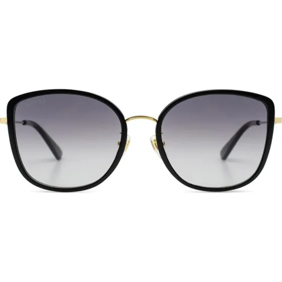 Gucci GG0606SK Occhiali da Sole Donna Farfalla Nero Grigio 56mm