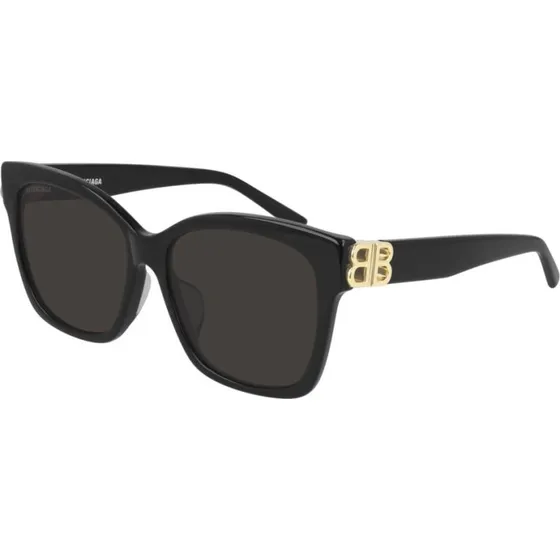 Balenciaga BB0102SA Occhiali da Sole Geometrici Nero e Grigio