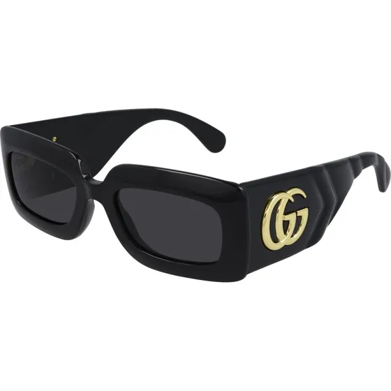 Gucci GG0811S 001 Occhiali da Sole Donna Rettangolari Nero Grigio