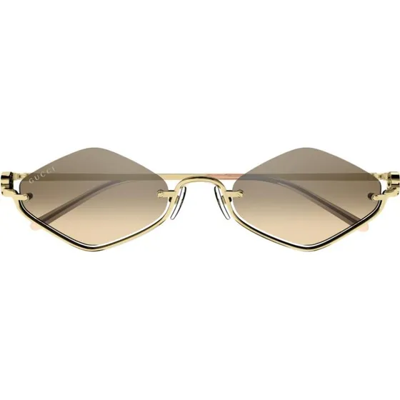 Gucci GG1604S Occhiali da Sole Donna Oro Geometrico Marrone 53mm