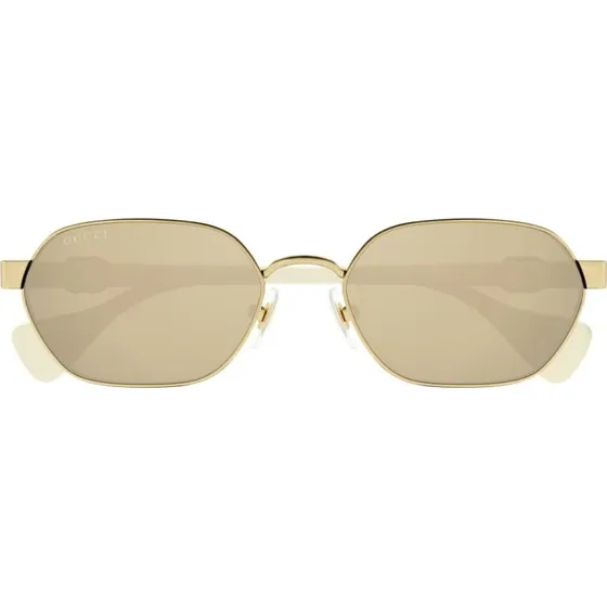 Gucci GG1593S Occhiali da Sole Donna Oro Geometrici Rosa 56mm
