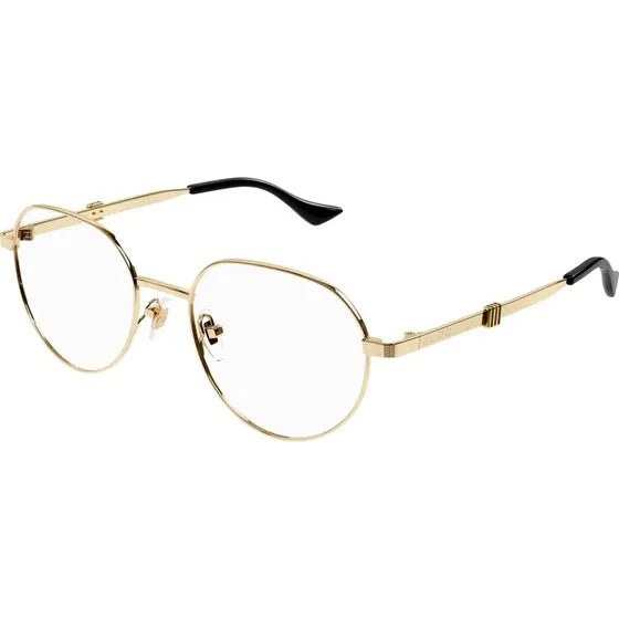 Gucci Uomo GG1496O 001 Occhiali da Vista Rotondi in Metallo Oro