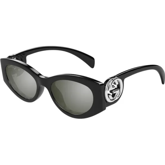 Gucci GG1691S Occhiali da Sole Donna Ovali Nero Argento 54mm