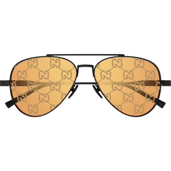 Gucci GG1874S Occhiali da Sole Uomo Pilot Nero e Arancione 57mm