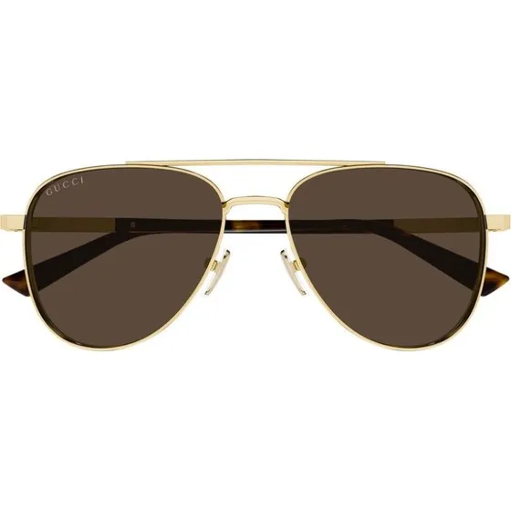 Gucci GG1962S Occhiali da Sole Uomo Pilot Oro e Marrone 56mm