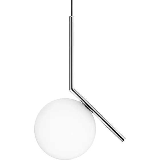 FLOS IC S1 Lampada a sospensione cromata con vetro opalino