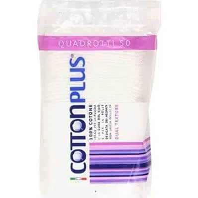 Cotton Plus Tamponi Detergenti Quadrati 8x8 cm, 50 pezzi