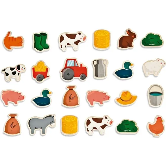 Janod Magneti in legno Fattoria 24 pz
