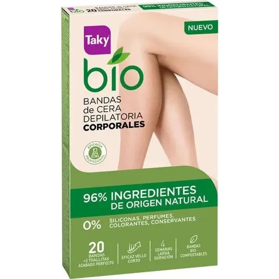 Taky Bio Strisce Depilatorie Naturali per il Corpo - 20 pezzi