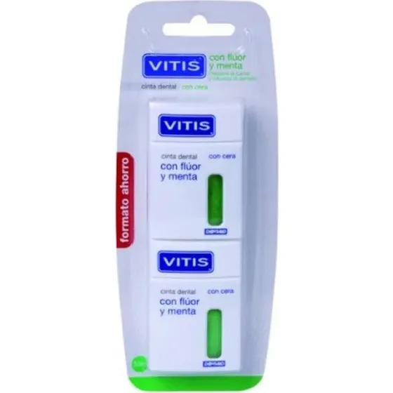 Nastro dentale Vitis DUPLO Fluor & Mint 2 x 50 m