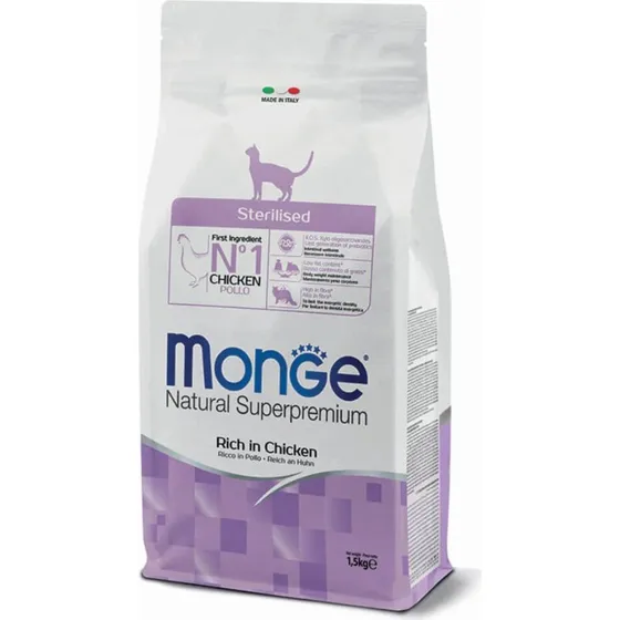 Monge Natural Superpremium Ricco in Pollo Gatti Sterilizzati 1500 g
