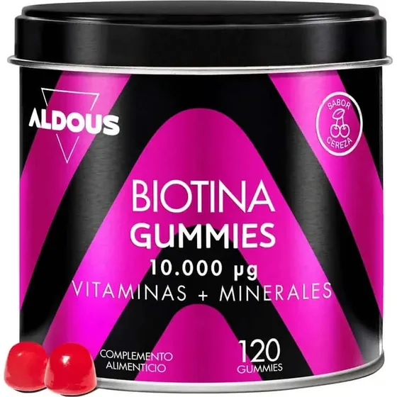 Aldous Bio Biotina Gummies 120 gumi per Capelli, Pelle e Unghie