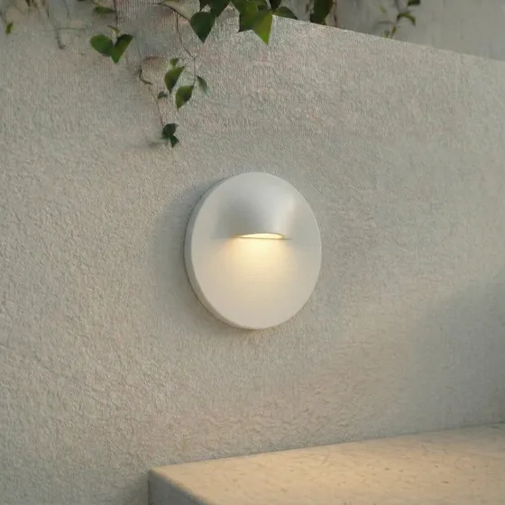 Lindby Applique a LED da incasso Alune, Bianca, Ø 8 cm, IP65