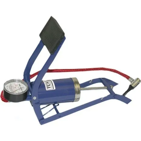 Pompa a pedale in acciaio con manometro 250x150x54 mm