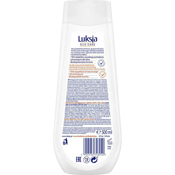 Luksja Crema Doccia Nutriente con Burro di Karité e Olio di Jojoba, 500 ml