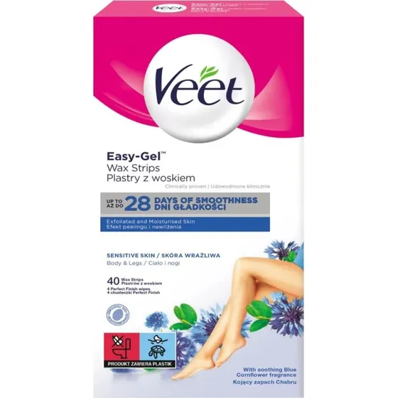 Veet Strisce Depilatorie per Pelli Sensibili, 40 Pezzi