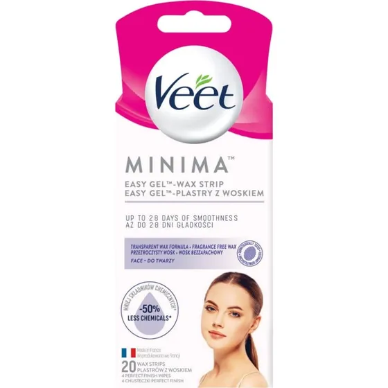 Veet Minima Easy-Gel Cerotti Viso Ipoallergenici, 20 Pcs