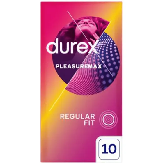 Durex Pleasuremax Preservativi con Nervature e Bordini, 10 Pezzi