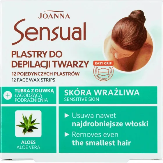 Joanna Sensual Cerotti Depilatori per il Viso con Aloe, 12 pz
