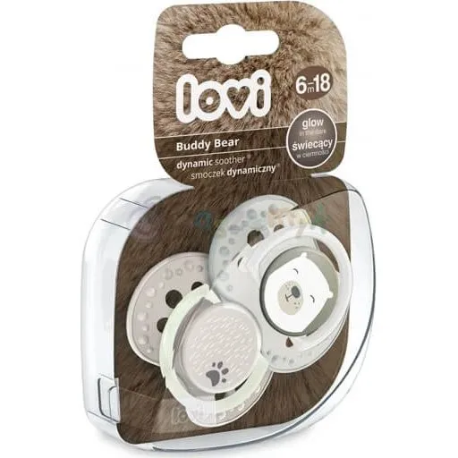 Lovi Buddy Bear Ciuccio Dinamico in Silicone 6-18m, 2 Pezzi