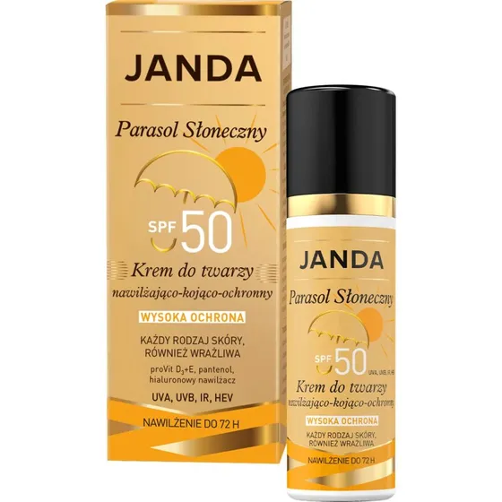 Janda Sun Parasol Crema Viso SPF 50, Idratante e Lenitiva 50 ml