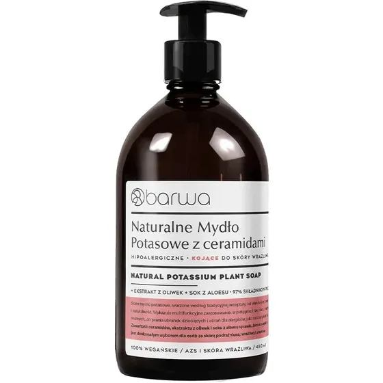 Barwa Sapone Naturale al Potassio con Ceramidi, Lenitivo, 480 ml