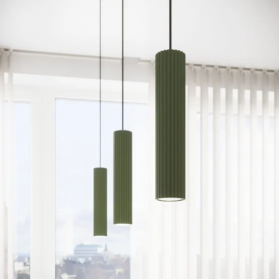 SOLLUX LIGHTING Lampada a sospensione ALORA, verde oliva, Ø 8 cm
