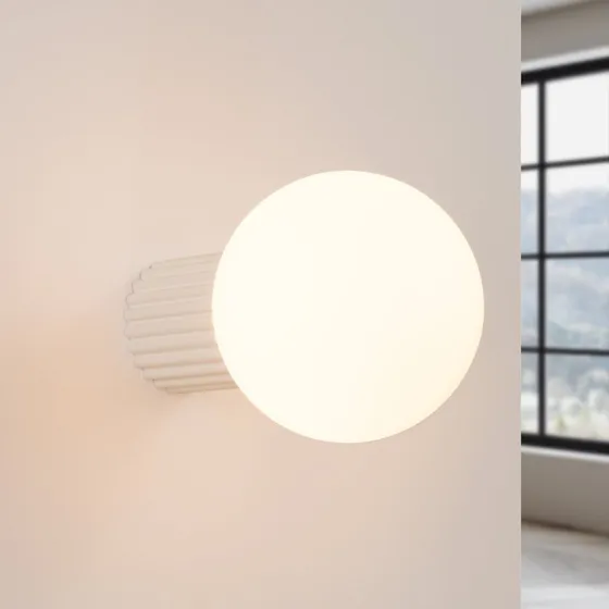 SOLLUX LIGHTING Applique ORBI beige vetro e metallo Ø 12 cm IP44