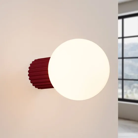 Applique ORBI Sollux Lighting Rosso Scuro Vetro/Metallo Ø 12cm IP44